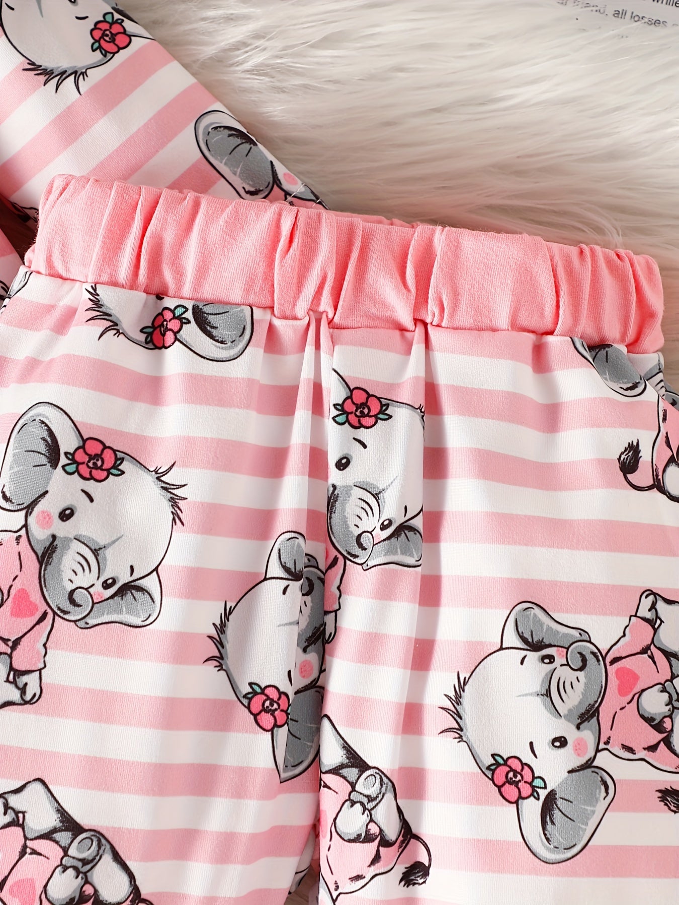 Baby Girls Cartoon Print Bodysuit Pants Headband Set