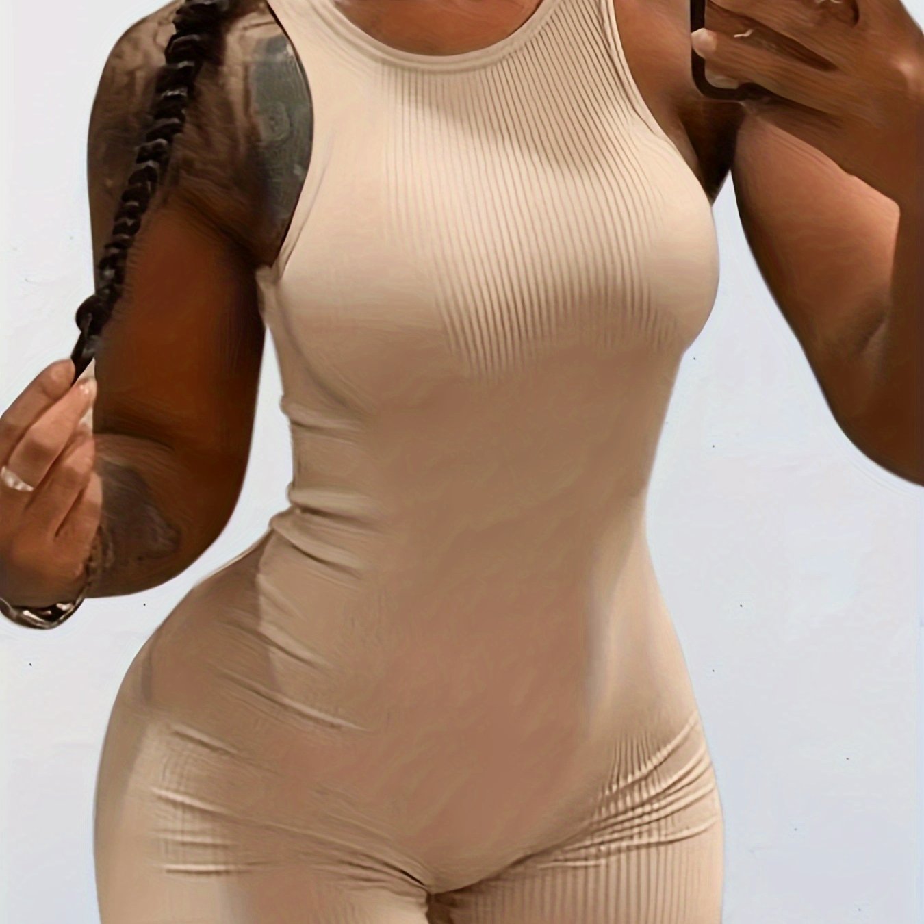 Sexy Bodycon Workout Romper Sleeveless Crew Neck Women's Clothing
