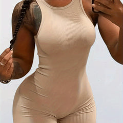 Sexy Bodycon Workout Romper Sleeveless Crew Neck Women's Clothing