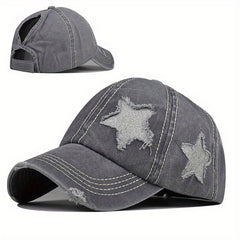 Star Ponytail Hat Curved Baseball Cap