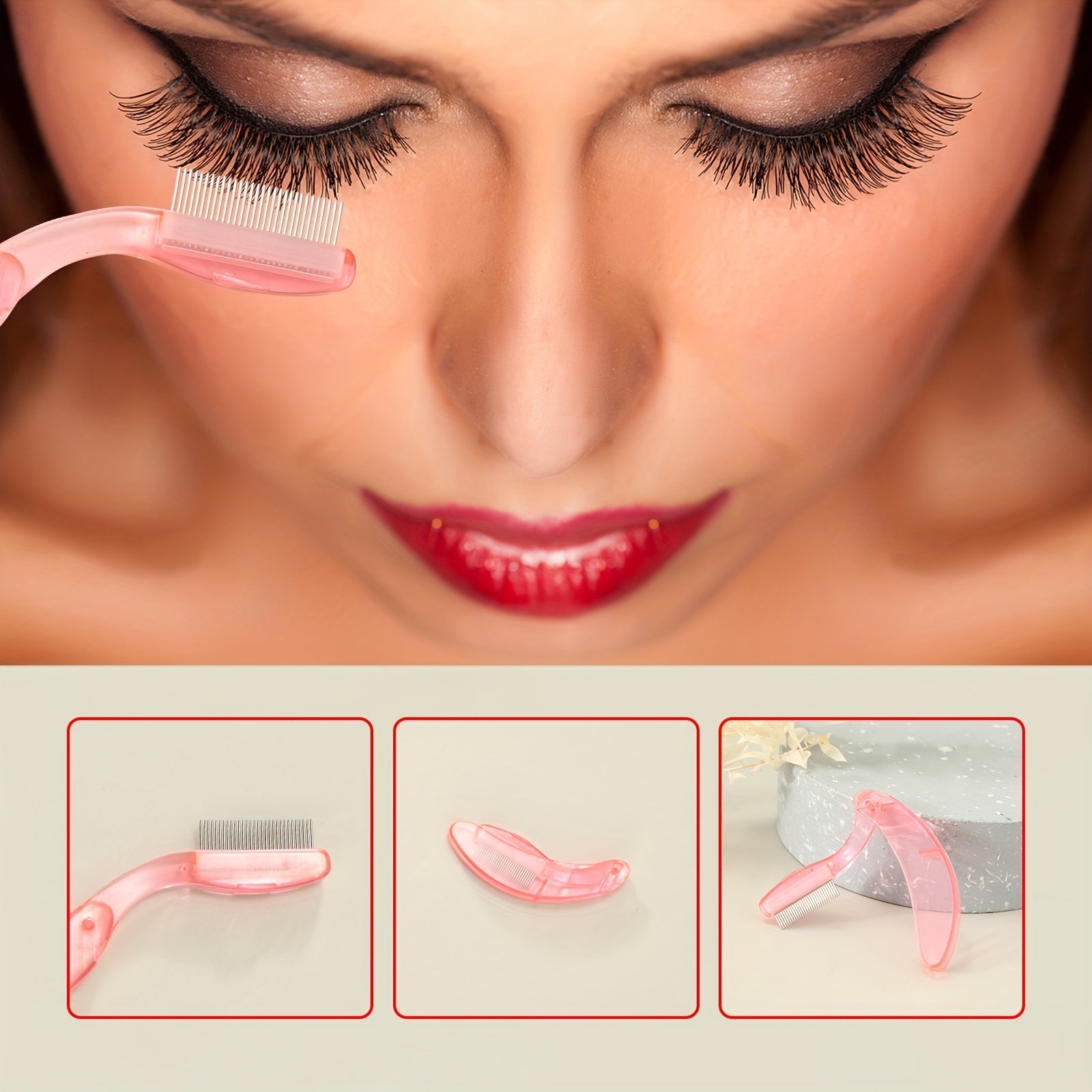 Metal Folding Eyelash Comb for Grooming Eyebrow & Eyelash