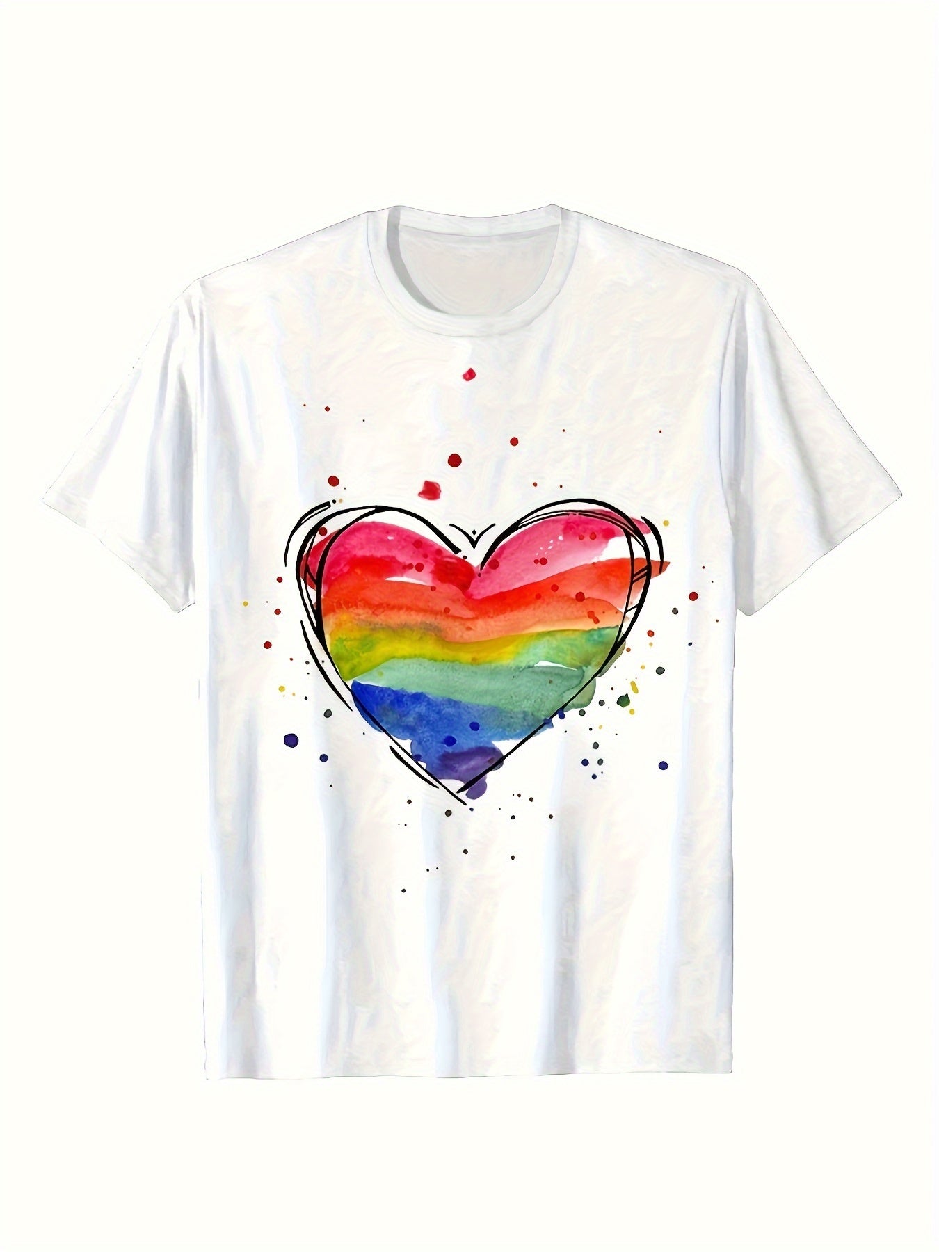Sweet Heart Graphic Short Sleeve T shirt Crew Neck Tees For Girls