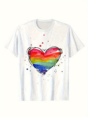 Sweet Heart Graphic Short Sleeve T shirt Crew Neck Tees For Girls