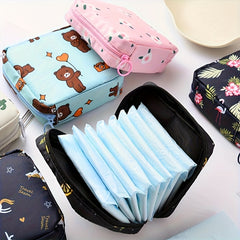 Cartoon Pattern Sanitary Napkin Bag Zipper Organizer Pouch