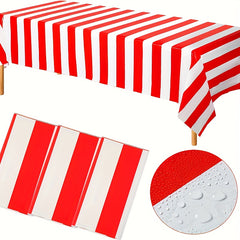 Classic Red Striped Tablecloth - Indoor & Outdoor Use