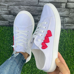 Love Heart Pattern Flat Shoes Casual Lightweight Comfortable Sport Run