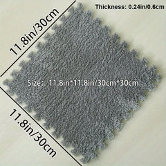 6pcs Soft Interlocking Shaggy Foam Mat Anti-slip Area Rugs for Home Decor