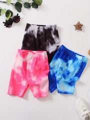 3pcs Kids Girls Tie Dye Elastic Waist Short Leggings Spring Summer Clothes