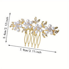 Faux Pearl Rhinestone Hair Comb Side Comb Head Jewelry Hair Accessories