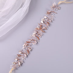 Pearl Rhinestone Leaf Head Piece Wedding Bridal Hair Accessory