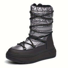 Women's Waterproof Warm Winter Snow Boots Lace Up Ankle Booties