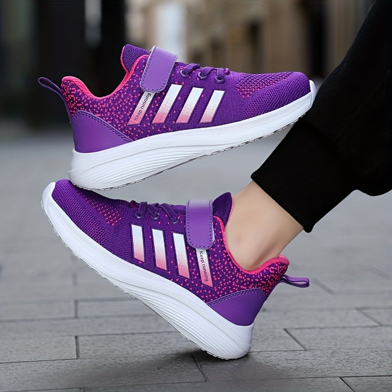 Breathable Woven Sneakers For Girls Lightweight Anti Slip Low Top Sneakers