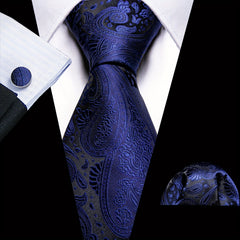 Barry Wang Men's Silver Grey Paisley Necktie Set