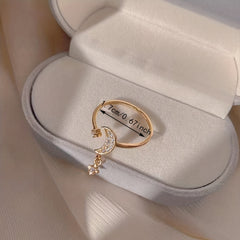 Moon Star Ring Inlaid Zircons Light Jewelry For Female