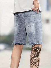 Men's Distressed Denim Shorts for Summer