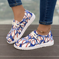 Baseball Pattern Lace-up Skateboard Shoes