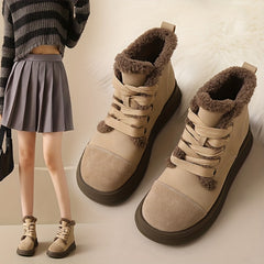 Women's Plush Snow Boots Retro Warm Ankle Boots