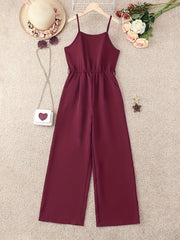 Girls' Vintage Elastic Waist Cami Jumpsuit for Holiday