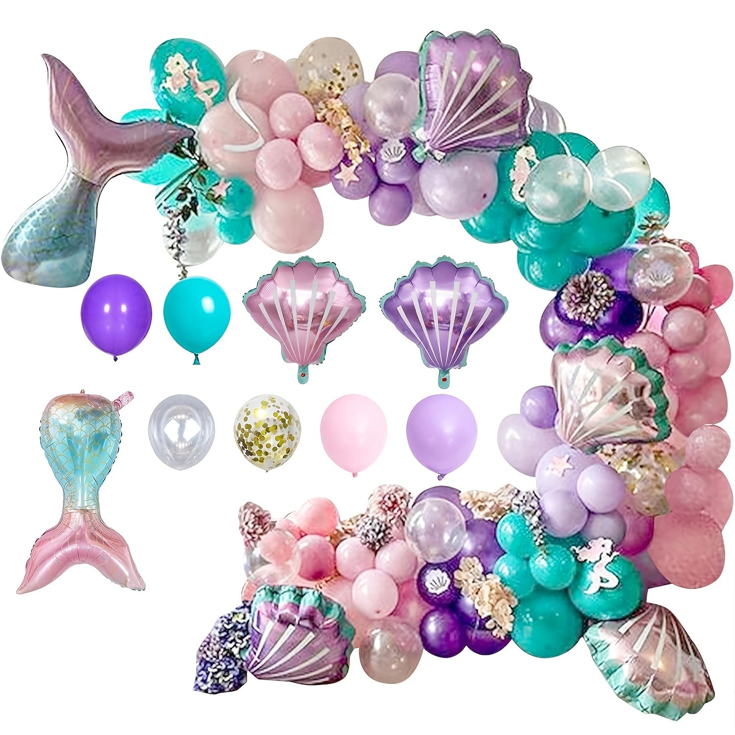 Mermaid Party Supplies Balloon Garland Kit - Purple Mermaid Tail Balloon Arch