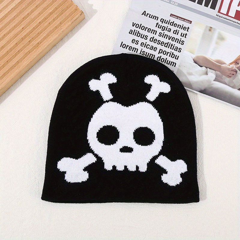 Skull Men's Jacquard Knitted Beanie Hat