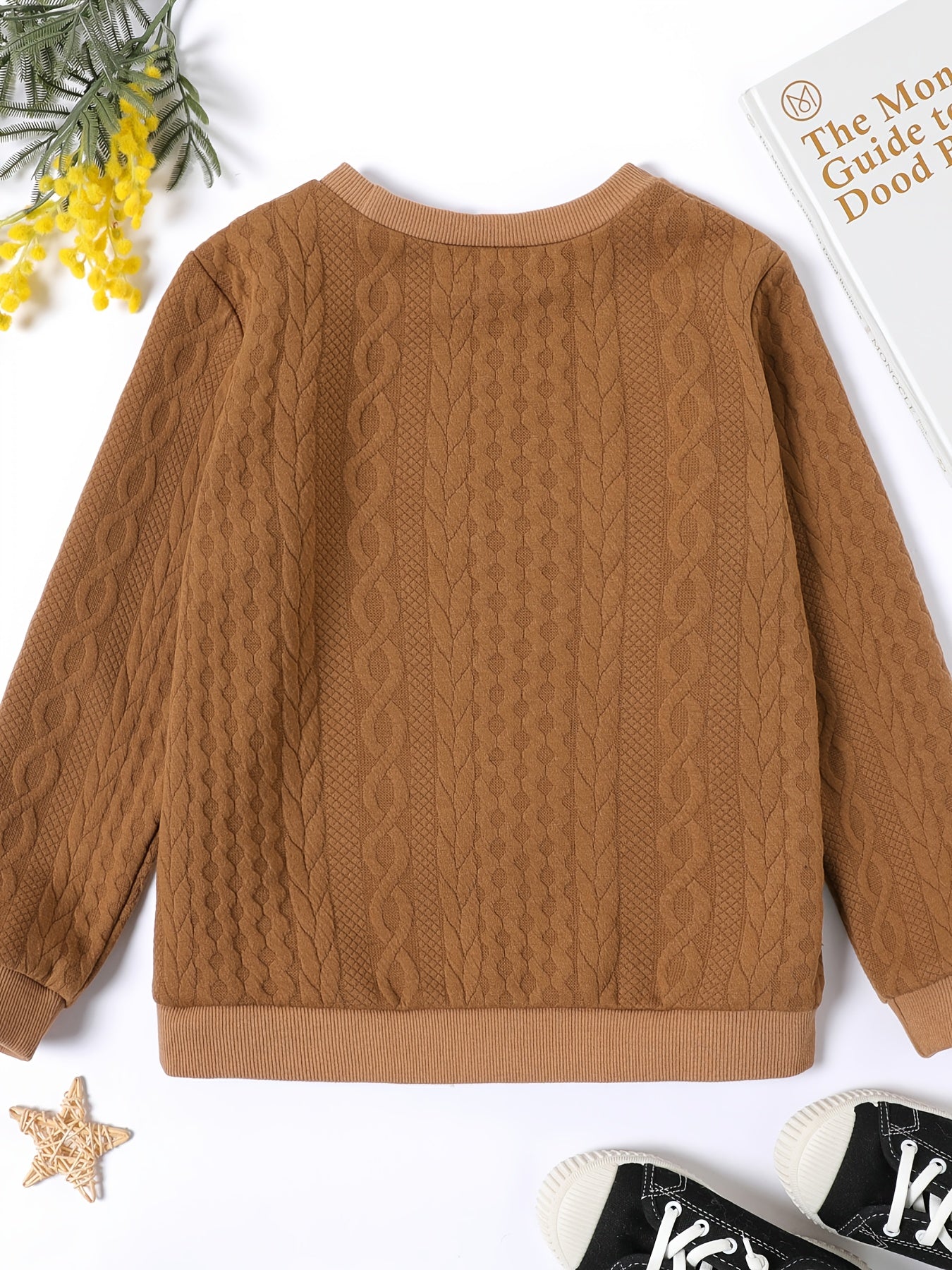 Kid Boy Casual Long Sleeve Cable Knit Sweatshirt