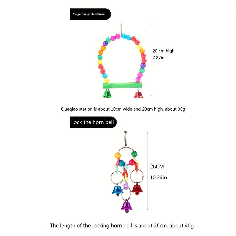 10pcs Colorful Hanging Parrot Toys for Cage - Entertainment and Exercise for Bir