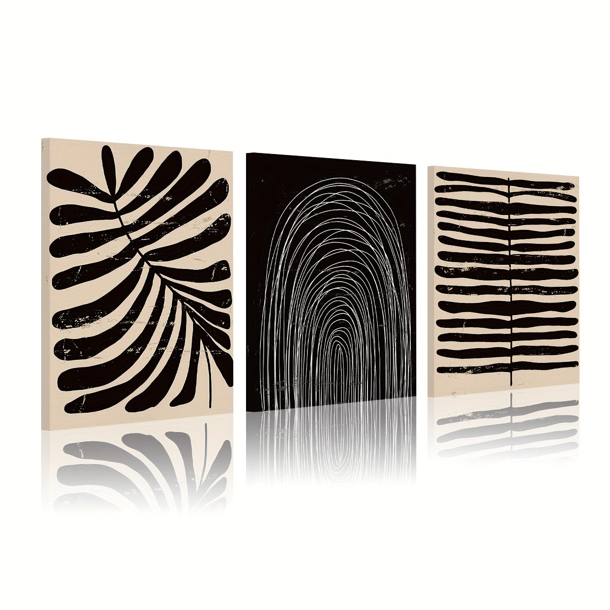 3pcs Boho Dark Yellow Plant Canvas Prints