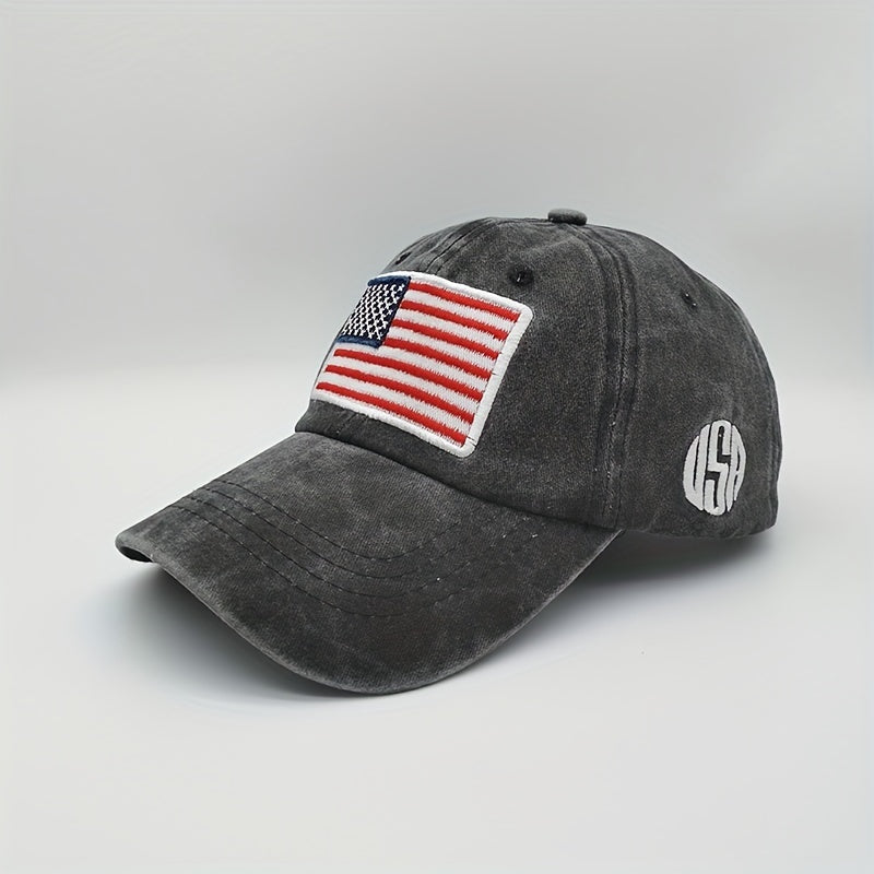 Sunshade Adjustable Baseball Cap with American Flag Embroidered