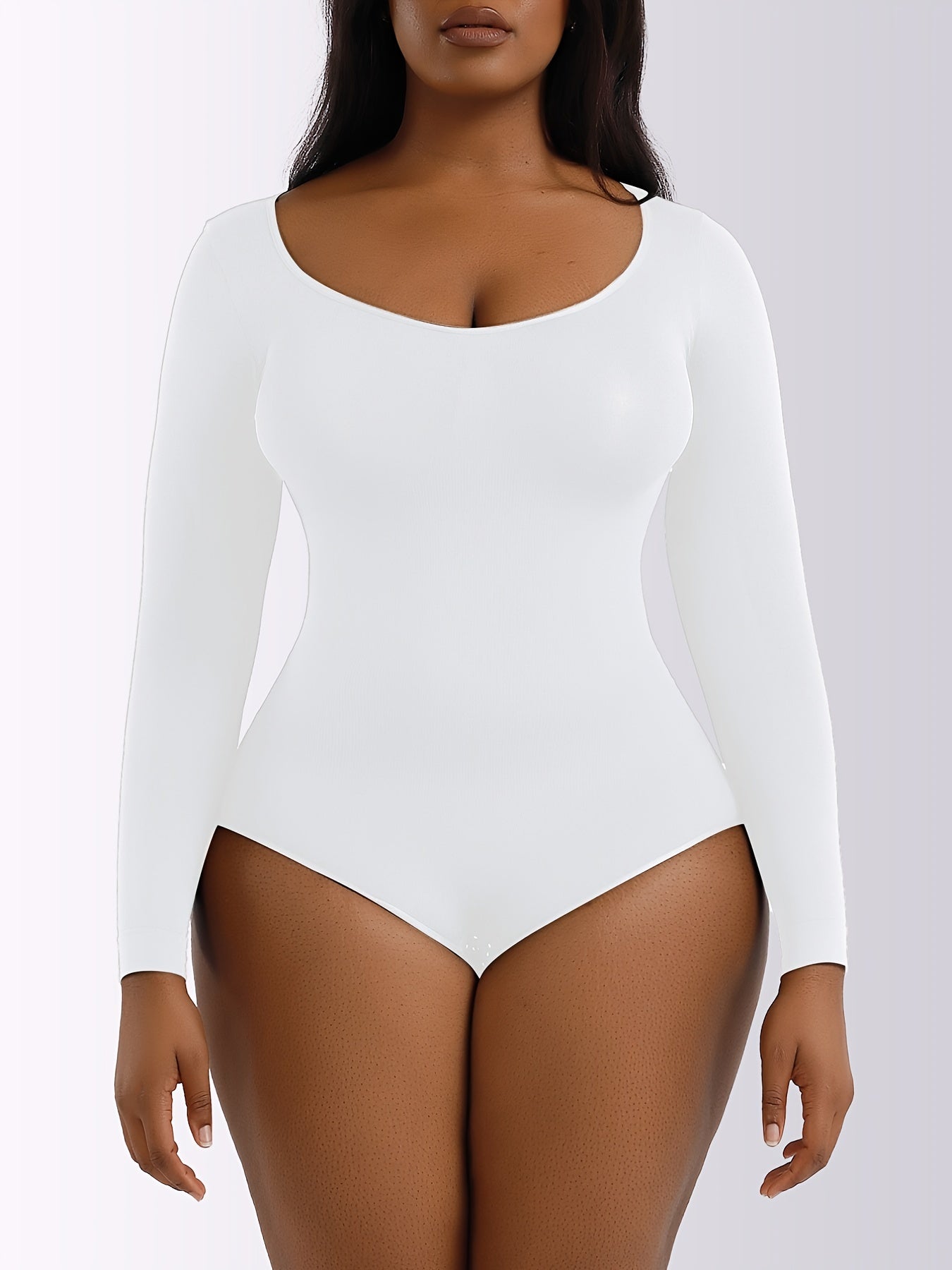 Women's Boat Neck Bodysuit Long Sleeve Thong Jumpsuit