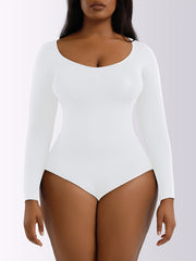 Women's Boat Neck Bodysuit Long Sleeve Thong Jumpsuit