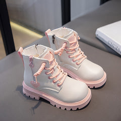 Heart Pattern Winter Boots for Girls Preppy Style Warm and Comfortable