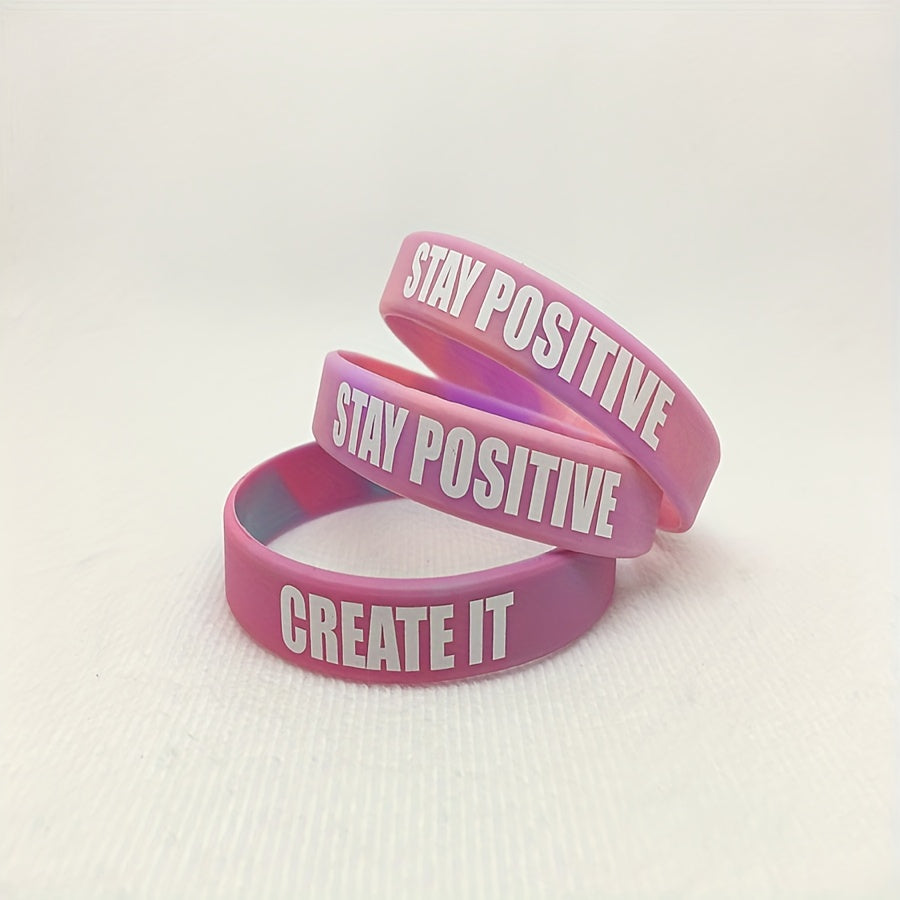 5Pcs Never Give Up Motivational Silicone Bracelet Fitness Wristband