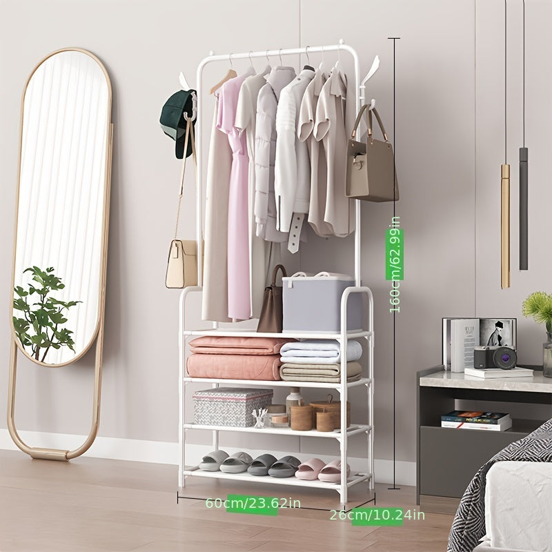 Entrance Coat Rack Foyer Shoe Rack with Storage Shelves