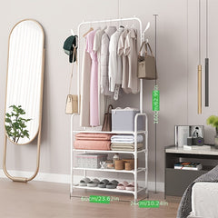 Entrance Coat Rack Foyer Shoe Rack with Storage Shelves