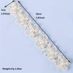 Faux Pearl Bridal Hair Piece Crystal Headband for Women