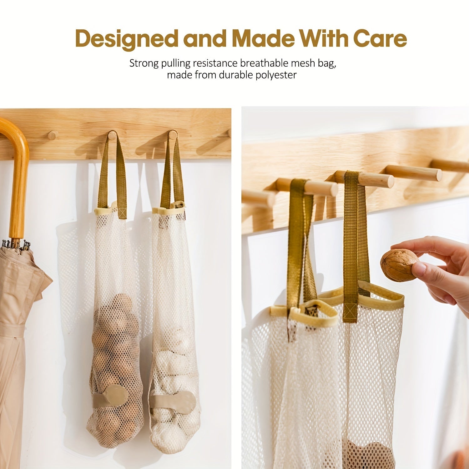 Reusable Mesh Storage Bag for Fruits Veggies Garlic Onions