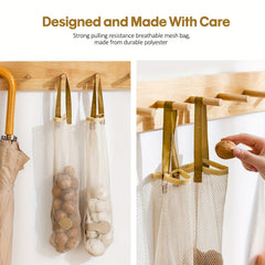 Reusable Mesh Storage Bag for Fruits Veggies Garlic Onions