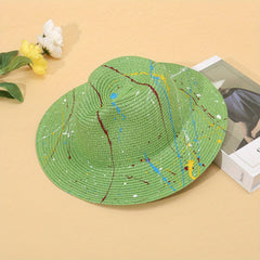 Graffiti Eco Sun Visor Hat Paper Straw Sunscreen Breathable Casual