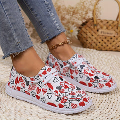 Women's Skateboard Shoes Hearts & Patterns Flat Lightweight Lace-up Canvas Shoes