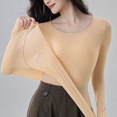 Solid Thermal Underwear Soft & Comfortable Slim Fit Top Women's Lingerie