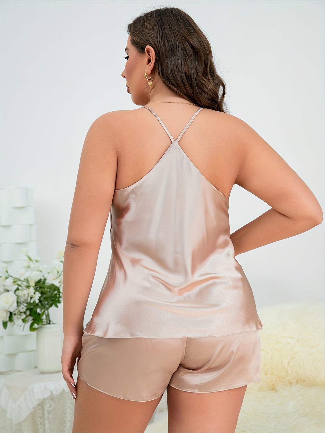 Pajama Set V Neck Camisole & Shorts Lounge Two Piece