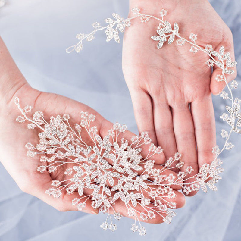 Crystal Bride Wedding Hair Vine Flower Bridal Headband Leaf Hair Accessories