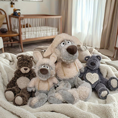 Fierce Wolf Plush with Heart Hood - Grey Wolf & Ear Plush
