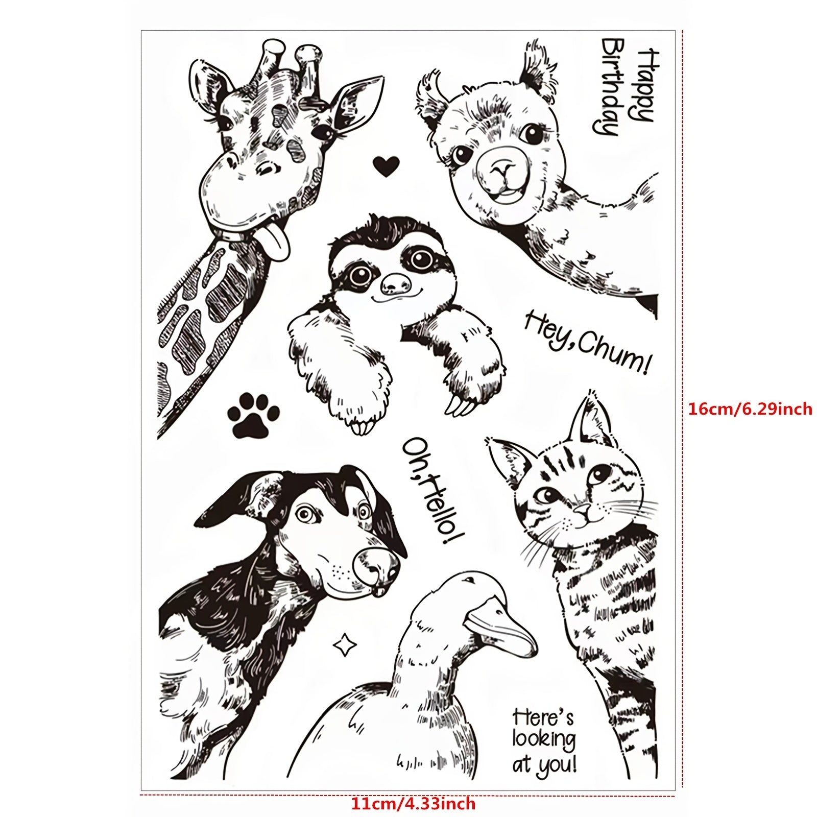 Animal Clear Stamps for Crafting - Dog Cat Giraffe Squirrel