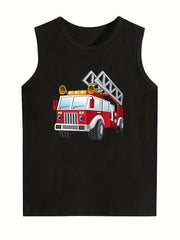 Boys Fire Truck Sleeveless Tank Top