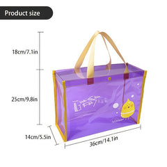 Clear Totes Bag Transparent PVC Handbag Lightweight Cartoon Print Bag