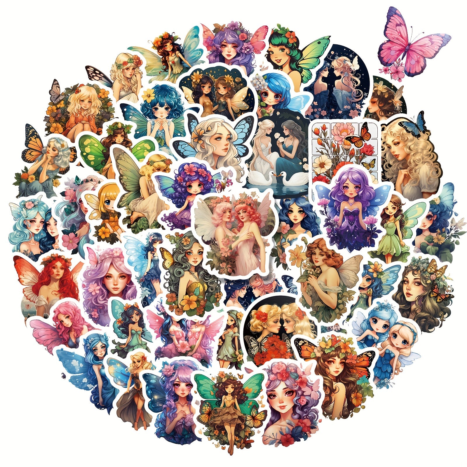 50pcs Butterfly Little Fairy Stickers for Journal Decoration