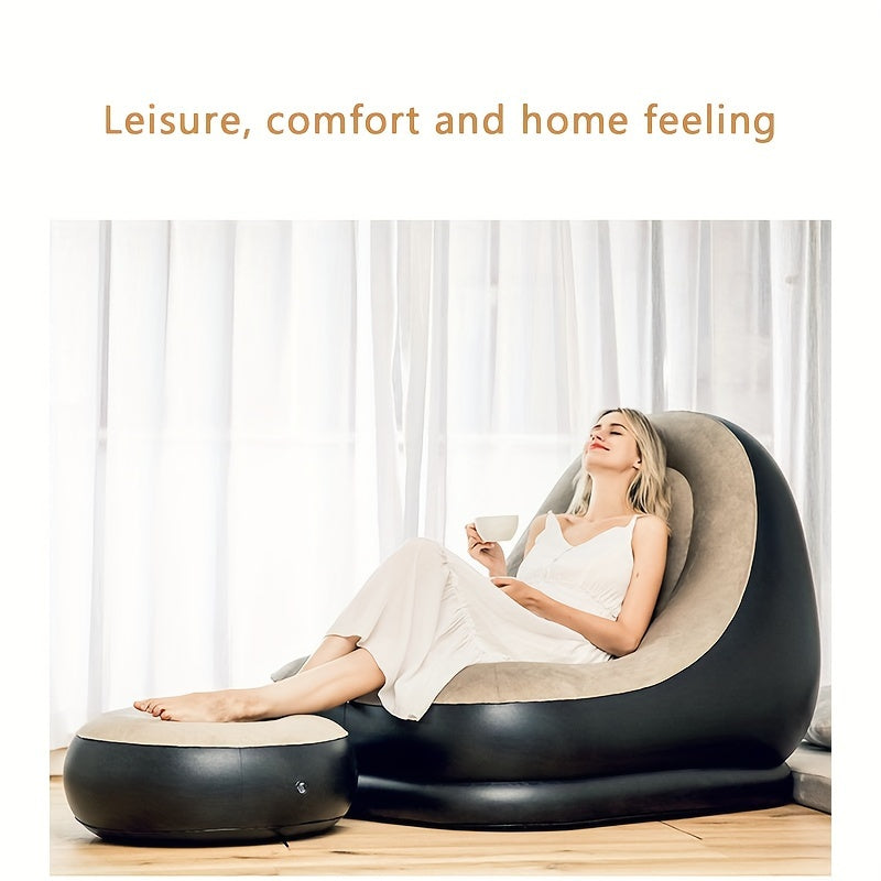 1pc Inflatable Lazy Sofa And Footrest For Indoor And Outdoor Use