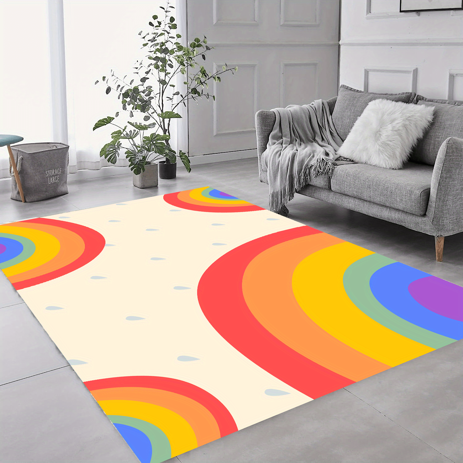 Soft Fluffy Rainbow Large Carpet Area Carpet Non Slip Living Room Bedroom