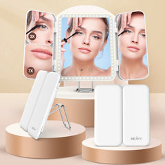 Tri Fold Makeup Mirror Vanity Mirror with 3 LED Lights X1 X3 X7 Magnification